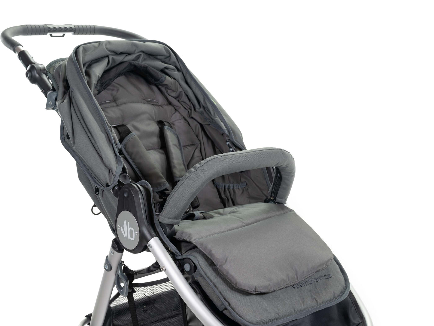 2020 Bumbleride Seat Liner in Dawn Grey On Stroller - Canopy Open - Global