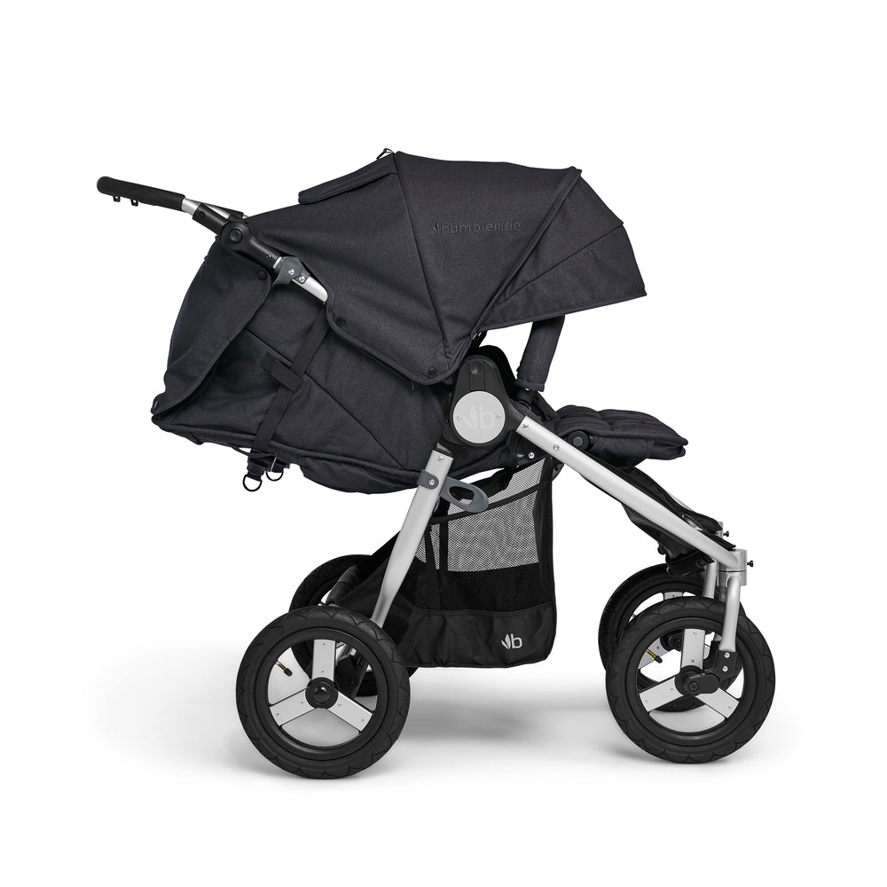 
                        
                          Bumbleride Indie Twin Stroller in Dusk - Premium Textile - Reclined - Collection 2022.
                        
                      