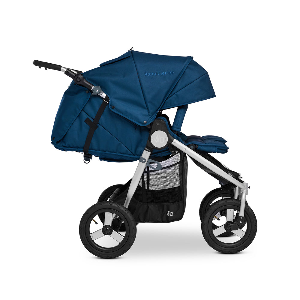 
                        
                          Bumbleride Indie Twin Stroller in Maritime - Reclined. New Collection 2022.
                        
                      