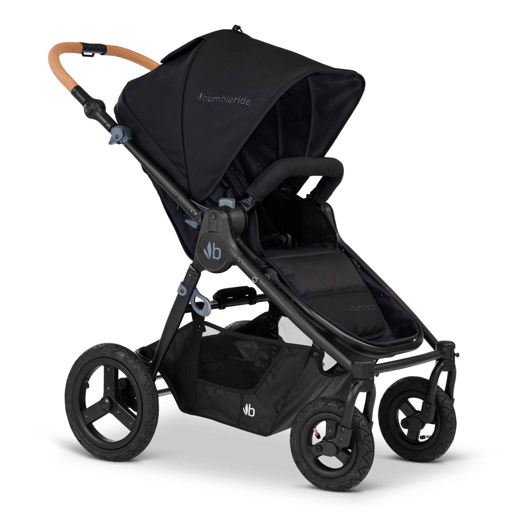 Bumbleride Era Reversible Stroller in Black - Premium Black Frame - Forwards Facing Seat View - Collection - 2022
