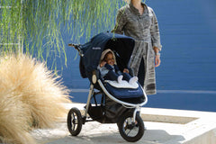 Organic Cotton Stroller Liner on Bumbleride Indie in Maritime Blue - Canada